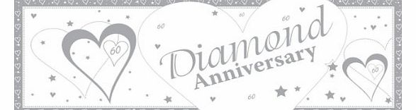 60th Diamond Anniversary Giant Silver & White Banner