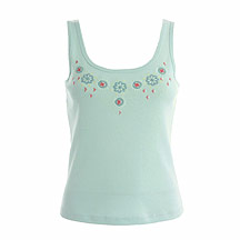 Light blue embellished jersey vest