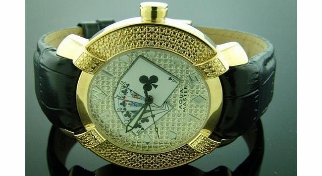 AQUA MASTER  Large Round 20 Diamonds Watch Yg Poker