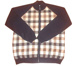 Large check zip thru cardigan