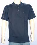 Mens Navy with Aqua Check Trim Cotton Polo Shirt