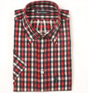 Mens Red Check Long Sleeve Button Down Collar Shirt