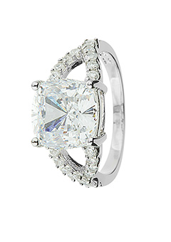 Silver Cushion Cut Cubic Zirconia Ring