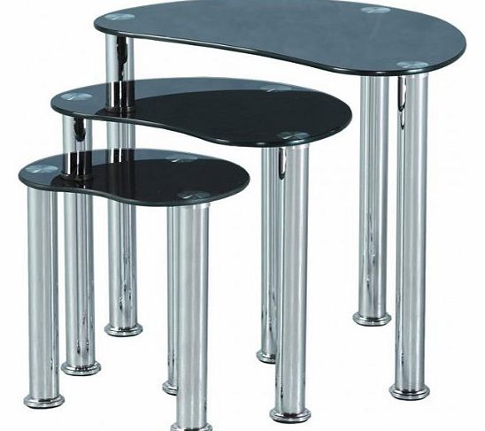 Cara Nest Of Three Tables - Black Glass