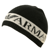 Black and Beige Beanie Hat