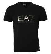 Dark Slate V-Neck T-Shirt with Metal Logo