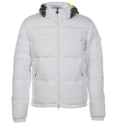 EA7 White Down Hooded Jacket