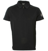 EAand Navy 1/4 Zip Pique Polo Shirt