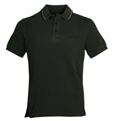 Faded Black Pique Polo Shirt