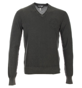 Faded Black V-Neck Sweater