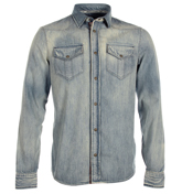 Faded Denim Slim Fit Shirt