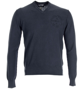 Faded Navy V-Neck Sweater