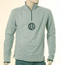 Mens Light Grey & Black Reversible 1/4 Zip Long Sleeve T-Shirt