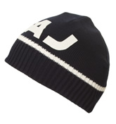 Navy and White Beanie Hat