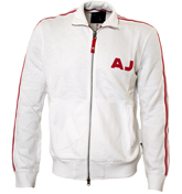 White and Red Full Zip Sweatshirt