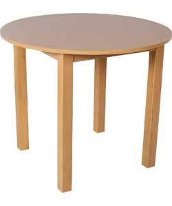 Oak Circular Dining Table and 4 Cream