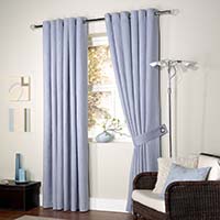 Atlanta Lined Faux Suede Eyelet Curtain Blue 228 x 182cm