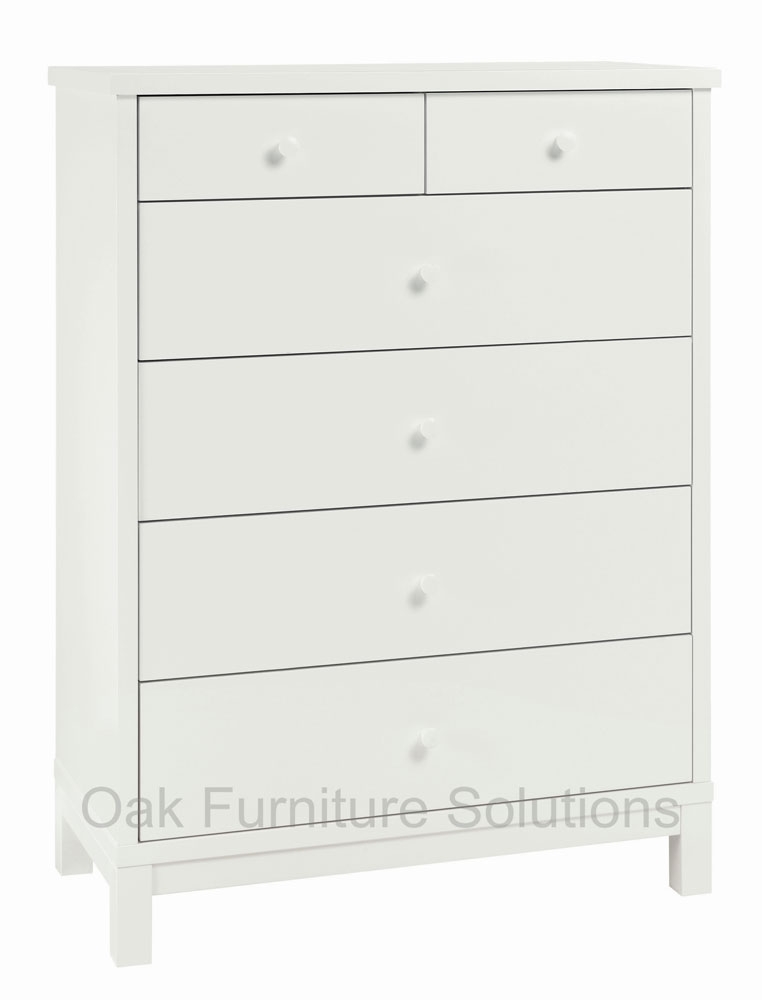 White 2+4 Drawer Chest