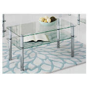 Chrome & Glass Coffee Table, Clear