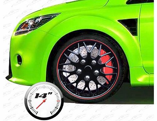 Wheel Cover Set Missouri 14 Ice Black/Red Rim