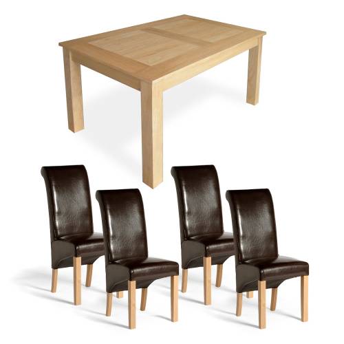 Avalon Oak Dining Set - 5 Table + 4