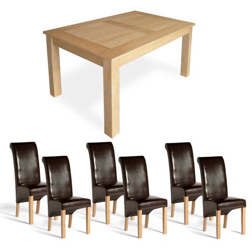 Avalon Oak Dining Set - 6 Table + 6