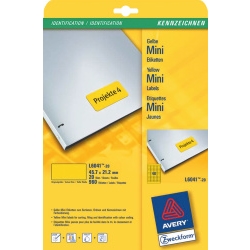 Avery 24 Per Sheet Yellow Labels (63.5 x 33.9mm)