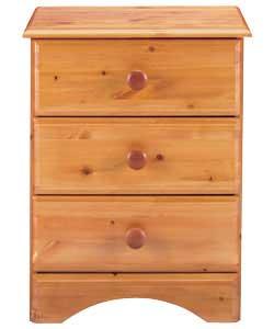 3 Drawer Bedside Chest - Pine