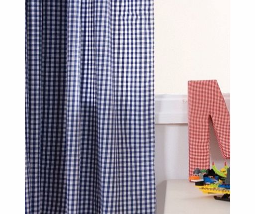 Babyface Blue Gingham Pleated Curtains