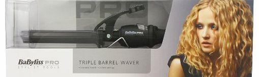  Pro Black Porcelain Triple Barrel Waver - Creates Gorgeous Waves Instantly