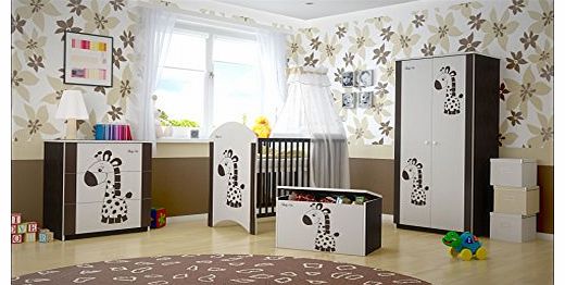 5 PCS BABY NURSERY FURNITURE SET - COT + MATTRESS + WARDROBE + CHEST OF DRAWERS + TOY BOX (model 21)