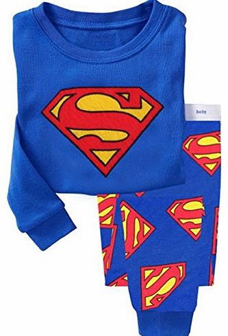 BOYS SUPERMAN PJS PYJAMAS SET AGE 2 3 4 5 6 7 8 9 10 GREAT QUALITY (AGE 7)