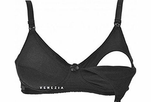 BabyTENS LADIES WOMENS BLACK MATERNITY BREAST FEEDING BREASTFEEDING BRA WITH FROUNT OPENING POUCH NURSING 34c 36c 38c 40c 42c (36C)