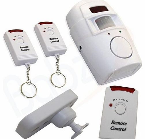 WIRELESS PIR MOTION SENSOR ALARM + 2 REMOTE CONTROLS SHED HOME GARAGE CARAVAN