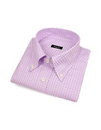 Lavender Checked Italian Button Down Dress Shirt