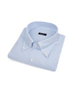 Light Blue Pencil-stripe Button Down Cotton Dress Shirt