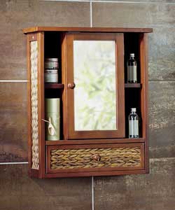 Dark Wood and Banana Leaf Storage Cabinet