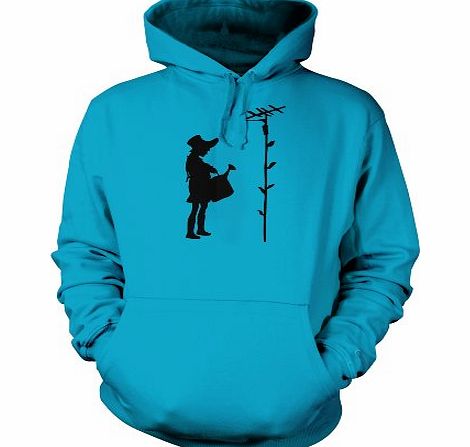 Girl Watering A TV Aerial Banksy Adult Hoodie - Sapphire Blue Medium (40`` Chest)