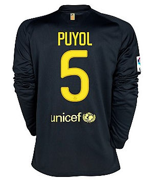 Nike 2011-12 Barcelona Nike L/S Away Shirt (Puyol 5)