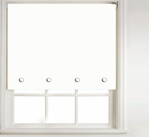 THERMAL BLACKOUT EYELET ROLLER BLIND, METAL POLE, METAL FITTINGS,SAFETY BRACKET (Ivory / Cream, 4ft (48``/122cm))