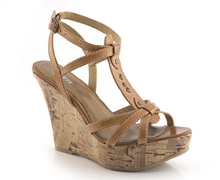 Leather T-Bar Wedge Sandal