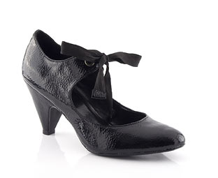 Patent Lace Tie Court Shoe - Sizes 1-2