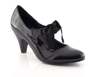 Patent Lace Tie Court Shoe