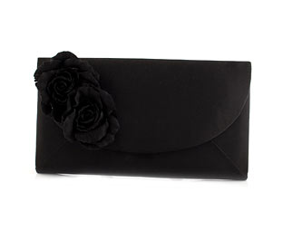 Satin Corsage Trim Clutch Bag