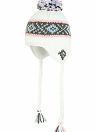 Ladies Barts Thredbo Pom Earflaps Beanie. White