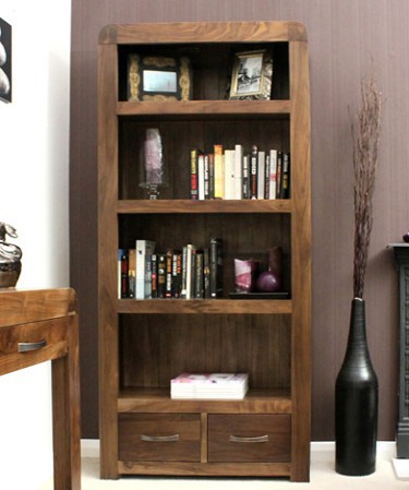 Baumhaus Shiro Walnut Large 2 Drawer Bookcase