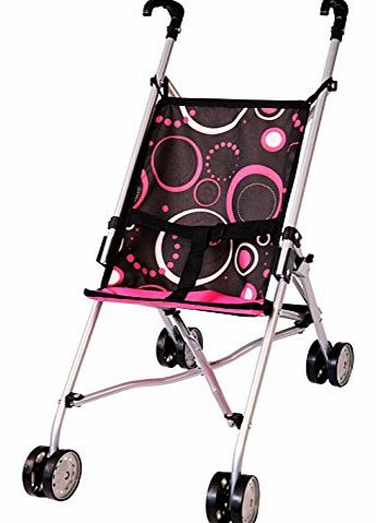 Bayer 58cm Dolls Buggy Circle Design (Black/ Pink)