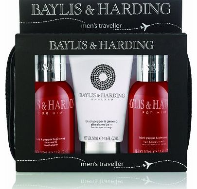 Baylis and Harding Mens Mens Black Pepper and Ginseng Travel Set