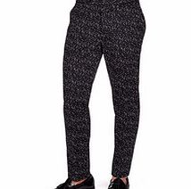 Black cotton dash print trousers