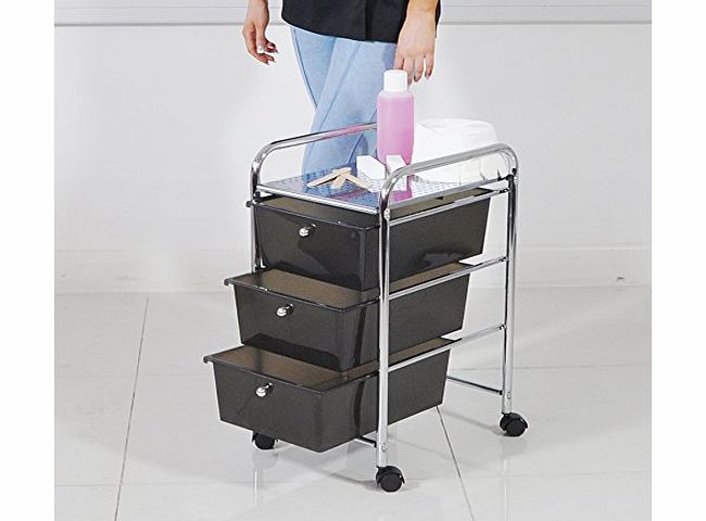 HEAVEN Black Storage Trolley Storage with Three Drawers